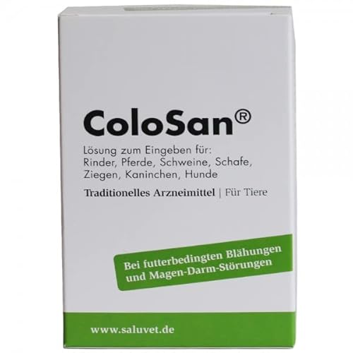 SaluVet ColoSan | 100 ml | Zugelassenes Arzneimittel für Pferde, Rinder, Schweine, Schafe, Ziegen, Kaninchen und Hunde | Bei futterbedingten Blähungen und Magen-Darm-Störungen