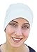 Premium Soft Comfy Sleep and Chemo Cap, Hat Liner - Tagless 100% Organic USA Cotton (Petite/Small, White)
