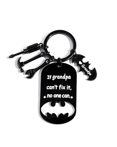Image of Father Keychain, Batman Keychains for New Dad Step Dad Grandpa Son, Fathers Day Birthday Gift for Daddy from Daughter