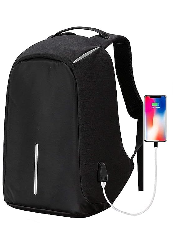 POSSHUSA 15.6 Anti Theft Laptop Backpack With Usb Charging Port Unisex Bag For College Office Suitable For Men Women - Black