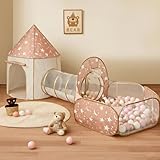 3 in 1 Kids Play Tent with Tunnel, Pop Up Play Tent with Ball Pits for Toddlers and Playhouse Kids Indoor & Outdoor, Perfect Kid’s Gifts