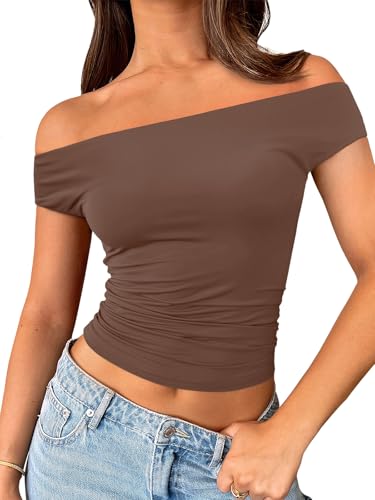 Trendy Queen Off The Shoulder Brown Tops for Women...