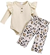 Borlai Newborn Baby Girl Clothes Set Rib Long Short Sleeve Letter Print Ruffle Romper Floral Pant...