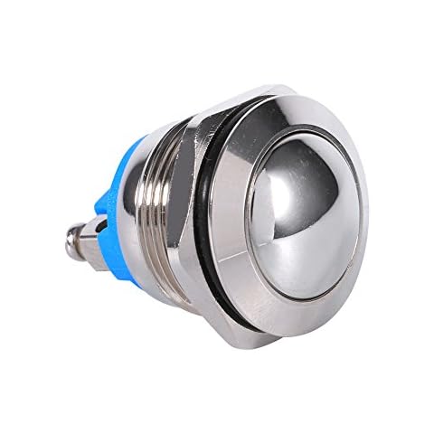 12V 3A Momentary Push Button Switch, Keenso Waterproof Car Auto Momentary Speaker Horn Push Button Metal Toggle Switch IP65 IK08 19mm Cover
