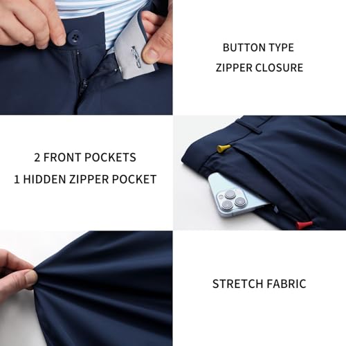 M MAELREG Mens Golf Pants Flat Front Waterproof Lightweight -30"/32"/34" Slim Fit Chino Casual Dress Pants for Men Navy by M MAELREG - Image 3