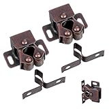 2Pcs Cabinet Latch, Double Roller Catch Latches Hardware for Cabinet Closet Cupboard Door Latches and Catches (Bronze)