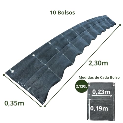 Geogarden Módulo para Jardim Vertical 10 Bolsos + Irrigação, Interno ou Externo, Respirável, Jardim