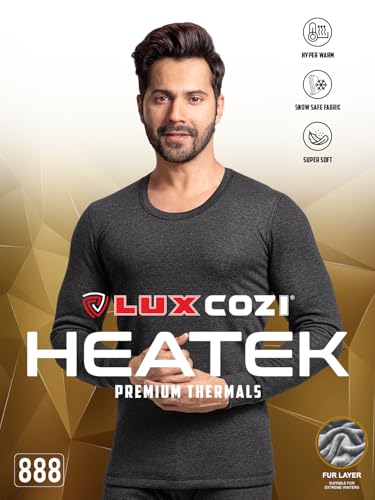 Image of Lux Cozi HEATEK Men's Round Neck Thermal Top | Warm Fleece Innerwear for Men |Fleece Inside | Style - 888
