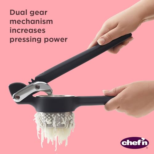 Image of Chef'n Potato Ricer and Vegetable Ricer, Heavy Duty Press and Mash Kitchen Tool, Black