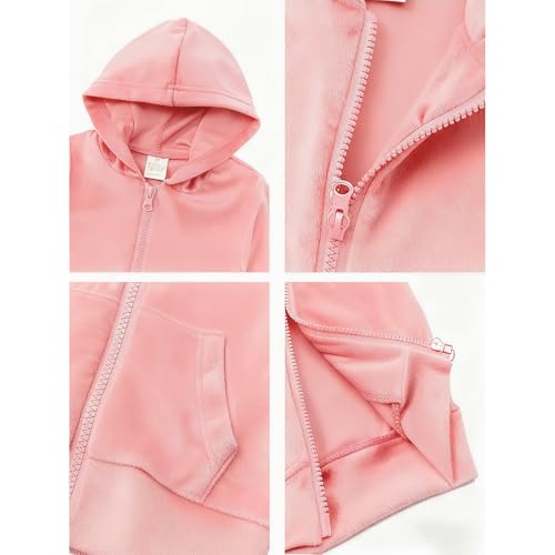Image of Toddler Girls Boy Clothes Set Fleece Hooded Outfits Casual Sweatsuits Kids Jogger Tracksuits 6M-12Y