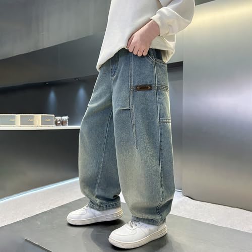 Toddler Boys' Jeans Pants High Waisted Lightweight Baggy Pants Full Length Classic Basic Sport Trousers4