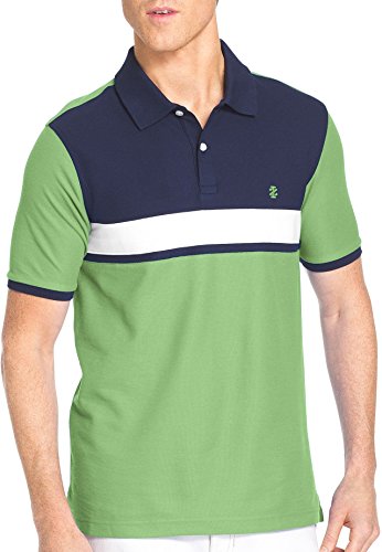 IZOD Men's Short Sleeve Pieced Color Block Advantage Pique Polo