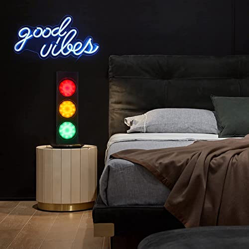 Image of Traffic Light Wall Lamp Remote Control Retro Kids Bedroom Stop Light, Plug in Industrial LED Wall Sconce, 18.5'' Vintage Fun Signal Lights for Home Office Bar Garage Car Room Decor Christmas