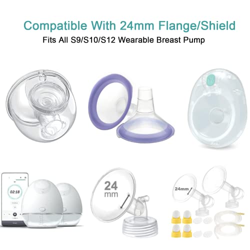 Flange Inserts 13/15/17/19/21Mm 5Pcs,Suitable For Medela,Spectra 24Mm Shields/Flanges,Willow Wearable Cups.compatible With S9/S10/S12 Wearable Breast Pump,Reduce 24Mm Tunnel Down To Correct Size,5Pcs #TOP6