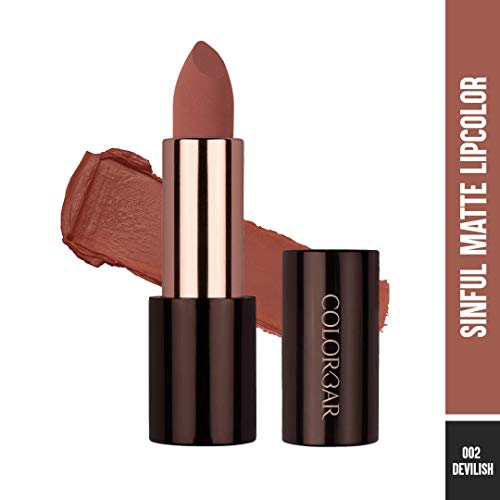 Image of Colorbar Sinful Matte Lipcolor, Rust, 3.5 g | Lightweight formulation| Luxurious matte finish| Long-lasting, smudge-proof, and transfer-proof (Pack of 2)