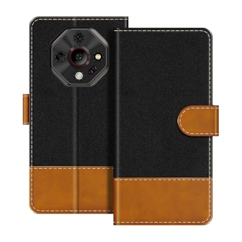 UOGNADGD ���U�[�t���b�v�E�H���b�g�P�[�X Ulefone Armor X16 Pro �Ƃ̌݊������� �J�[�h�z���_�[�t�� �d�b�J�o�[ RFID�u���b�N �}�O�l�b�g�N���[�W���[���L�b�N�X�^���h (�u���b�N)