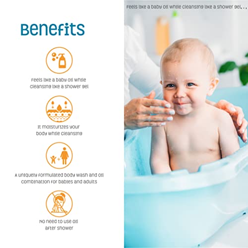 Image of Nature's Baby Gentle Cleansing Bath & Shower Oil Combination For Mom and Baby, Formulated for Dry & Sensitive Skin, No Sulfate, DEA, Preservatives or Paraben, Coconut Pineapple, 4 Oz