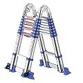 Telesladdercopiladder 27Ft-Buttonaluminumladder Portable Extension Ladder Ladder Easy to Store Marriage/10Ft