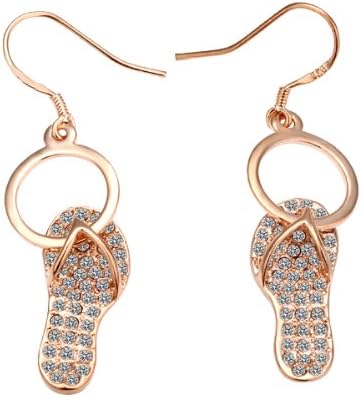 Women Fashion Jewelry Alloy Base Gold Plated Lovely Rhinestone Crystal Flip Flop Drop Earrings