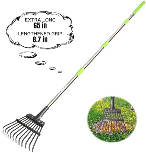 Amazon.com : TONAHUTU 72 Inch Long Garden Leaf Rake, 8.5