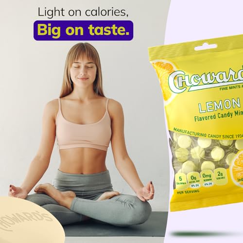 Choward's 3oz Lemon Candy Bags 3 Pack | 49 Pieces Individually Wrapped Candy Mints | Nostalgic Lemon Candy Bags | Perfect for Snacks in Lunchboxes, Pockets, Goodie Bags, and Birthday Parties
