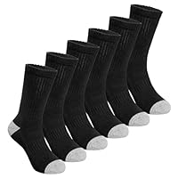 SEEYAN Boys Socks Kids Crew Athletic Cotton Half Cushioned Sports Arch Support School Breathable Socks 6 Pairs (6 Pairs Black#CB, 9-12 Years)