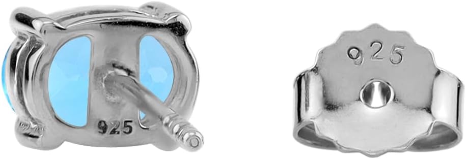 Silvershake 7X5mm Oval Shape Birthstone Gemstone White Gold Plated or Yellow Gold Plated 925 Sterling Silver Business Attire Stud Earrings Jewelry for Women - Image 5