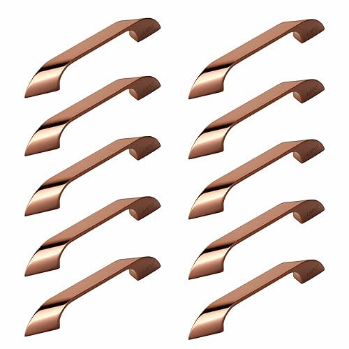 LAPO 10 Piece Window Handle, Cabinet Drawer Handles, 4 Inch Handles for Kitchen, Pulls for Almirah, Pooja Mandir, Cupboard, Wardrobe (96mm, PVD Rose Gold Finish, 3 Years Warranty) Twist