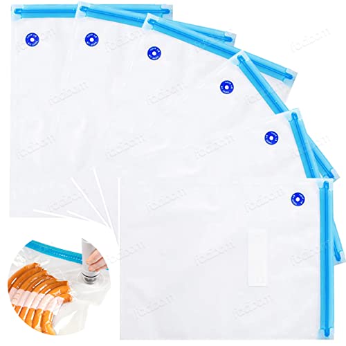 Kit 6x Saco Vácuo Culinario p/Alimento Reutilizável Grande