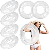 JellyArch 6 Pcs Inflatable Pool Floats 28 Inches Swim Tube Bulk for Adults Swimming Ring Pool Floaties for Beach Party Decorations Women and Men River Lake Summer Vacation Holiday (Clear)
