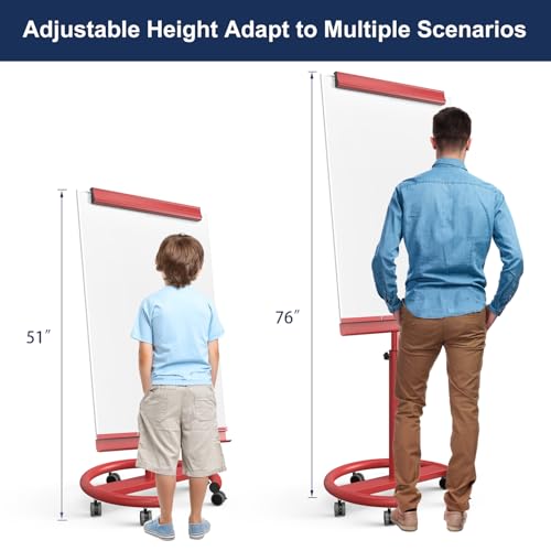 Image of TSJ OFFICE Rolling Whiteboard Standing - 40 x 26 Inches Mobile White Board