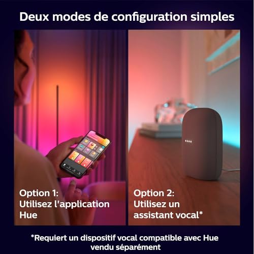 Philips Hue White & Color Ambiance, ruban LED couleur intérieur, V4, base, extensible, Bande led RGB avec Bluetooth, compatible avec Alexa, Google Assistant et Apple Homekit