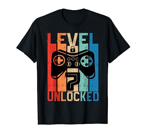 7 Anni Compleanno videogiochi level 7 unlocked 2014 Maglietta