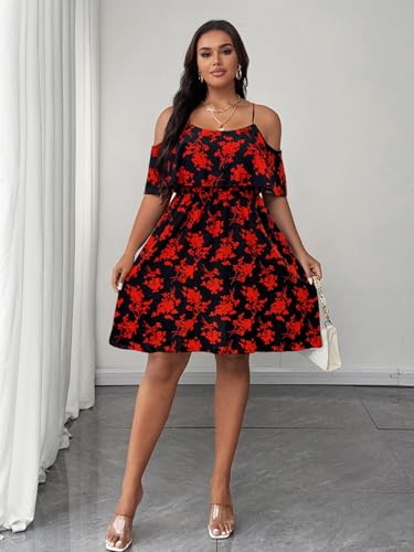Image of Plus Size Summer Dresses for Women Casual Short Sleeves A Line Midi Dress