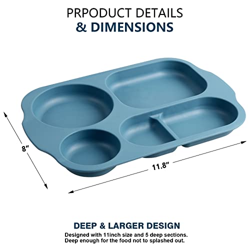 Shopwithgreen Unbreakable Divided Plates - Large 11 Inch 4 Pcs Microwave Dishwasher Safe Tray For Kids Adults - Wheat Straw Plastic Material, Lightweight Plates (Pp Material) #TOP1