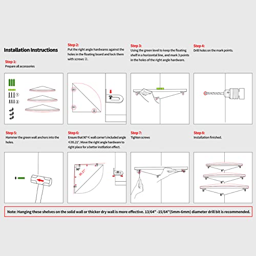 Horlimer 6 Pack Wall Mount Floating Corner Shelf, Rustic Wood Colored Corner Wall Shelves For Bedroom, Living Room, Bathroom, Kitchen #TOP7
