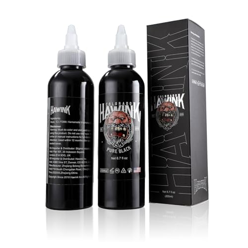 Hawink Tattoo Ink 6.7Oz (200Ml) Vegan-Friendly Usa Standard Pigment Pure Black Ti963-6.7Oz-T thumb #1