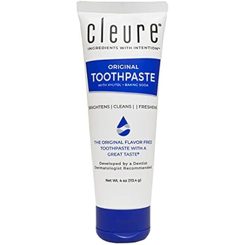 Cleure Original Natural Toothpaste - Flavor-Free, Fluoride-Free - Helps Whiten - with Xylitol for Fresh Breath - Natural Great Taste for Children & Adults - Mint-Free (4oz Tube) Cover