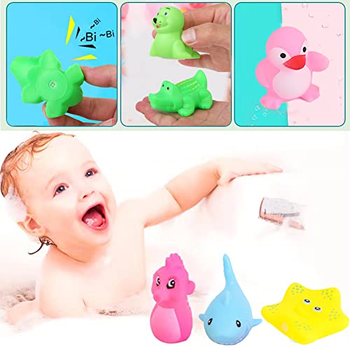 18 Pcs Preschool Bath Toys Set For Toddlers Kids 1-3 2-4, Rubber Cute Sea Animals, Rubber Duck Toy For Infants 6-12 Months, Bathtub Toys For 1 Year Old,Baby Pool Floating Toy For Kids Party Decoration #TOP5