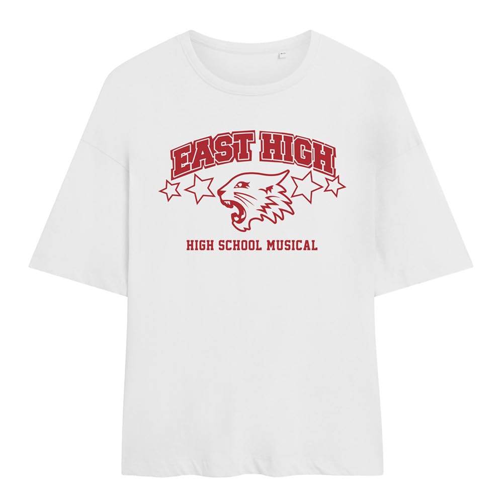 Disney High School Musical East High Ladies Oversized T Shirt, White, X-Large