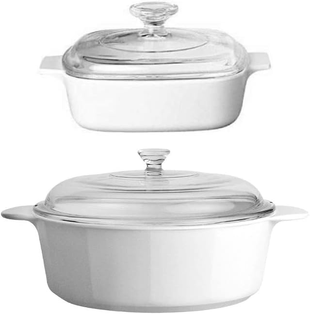 CorningWare 4 Piece Pyroceram Classic Casseroles 2.4 qt/2