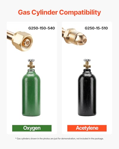 Image of VEVOR Oxygen Acetylene Torch Kit with Check Valves, Gas Welding Cutting Torch Kit, Professional Oxy Acetylene Brazing Set with 15FT Twin-Hose, 2 Cutting Tips, 2 Welding Tips & 2 Precise Regulators