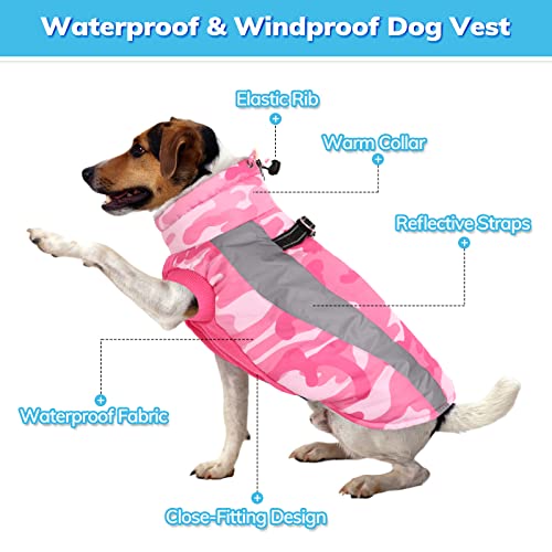 Asenku Dog Winter Coat With Zipper, Reflective Dog Fleece Jacket Cold Weather Coat, Dog Snow Jacket For Small Medium Large Dogs (Pink, Xs) #TOP4