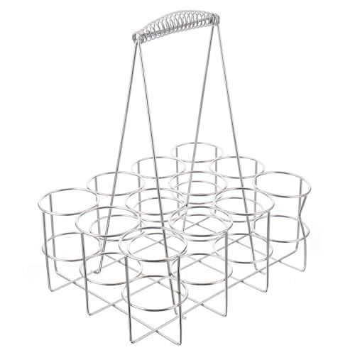 HOODANCOS Cesta Metálica para Transportar Cerveza 12 Botellas Pequeña Asa Portátil Resistente para Barbacoa y Almacenaje en Cocina
