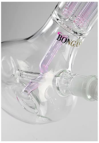 Black Leaf Bongasmus Bong 44cm | Klar/Pink | Glasbong NS 19/14 | Borosilikatglas | 6-Arm Baumperkolator, Kickloch & Lift… – Bild 6