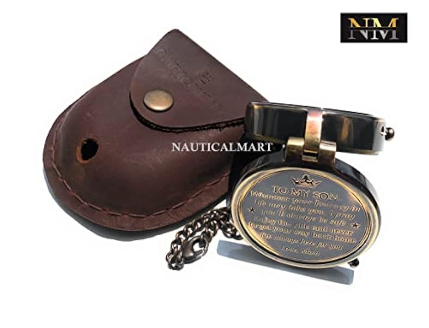Engraved Brass Compass Gift to My Son/to My Daughter Be Strong Our Son/Our Daughter Nautical Gift for Son/Daughter from Dad//A Perfect and Unique Gift with Leather Case (to My Son - Mom)