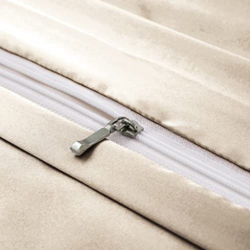 Image of Ersmak 6 Pieces Satin Duvet Cover California King Luxury Silky Bedding Duvet Cover Set with 1 Soft Duvet Cover, 4 King Pillowcases and 1 Body Pillowcase, Beige