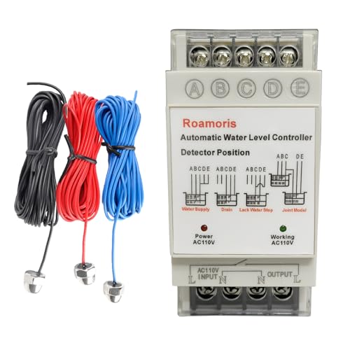 Roamoris Automatic Water Level Controller,Liquid Level Sensor ,Auto 110V Pump Float Switch Relay ,Pump Control With 6.5Ft Detector,4 Modes Nc01 cover