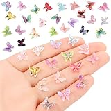 FOIMAS Miniature Butterflies,80pcs Micro Butterfly for Crafts Fairy Garden Dollhouse Micro Landscaping Resin Decoration