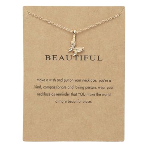 Self-Discovery Mala Inspirational Necklace for Women - Unique Gold Pendant, Spiritual Jewelry Gift (Lovely Butterfly)